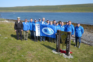 A feat frozen in stone: a memorial sign is installed at the site of the death of NIS Perseus