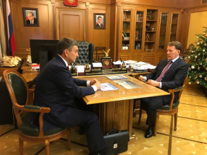 Алексей Гордеев провел рабочую встречу с директором Всероссийского НИИ рыбного хозяйства и океанографии Кириллом Колончиным
